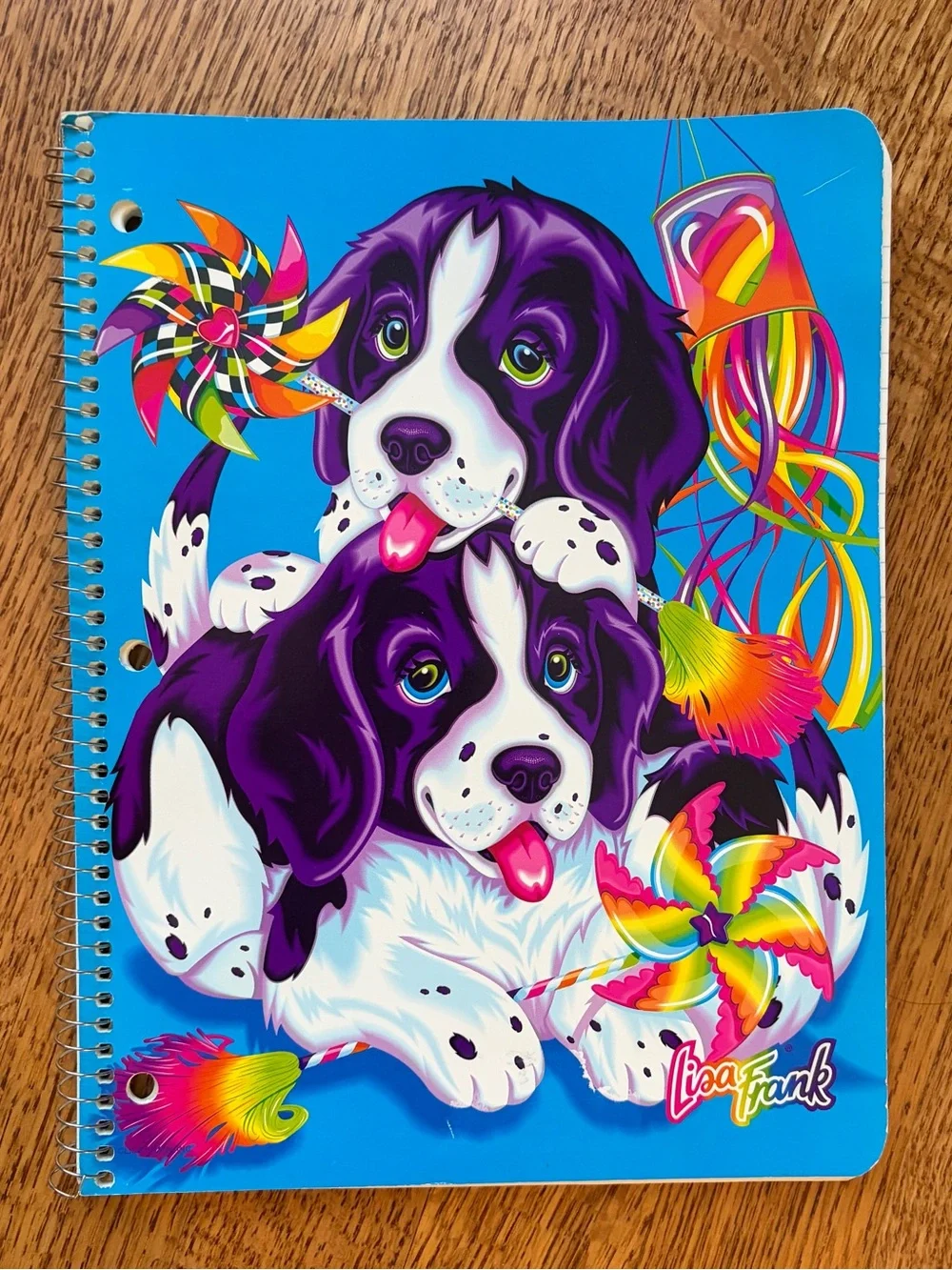 Vintage Y2K Lisa Frank Spiral Bound Notebook Puppies Violet Velvet Pinwheel 50pg